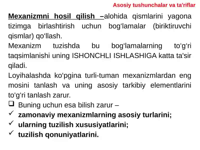 MEXANIZM VA MASHINALAR TUZILISHINING ASOSLARI 4
