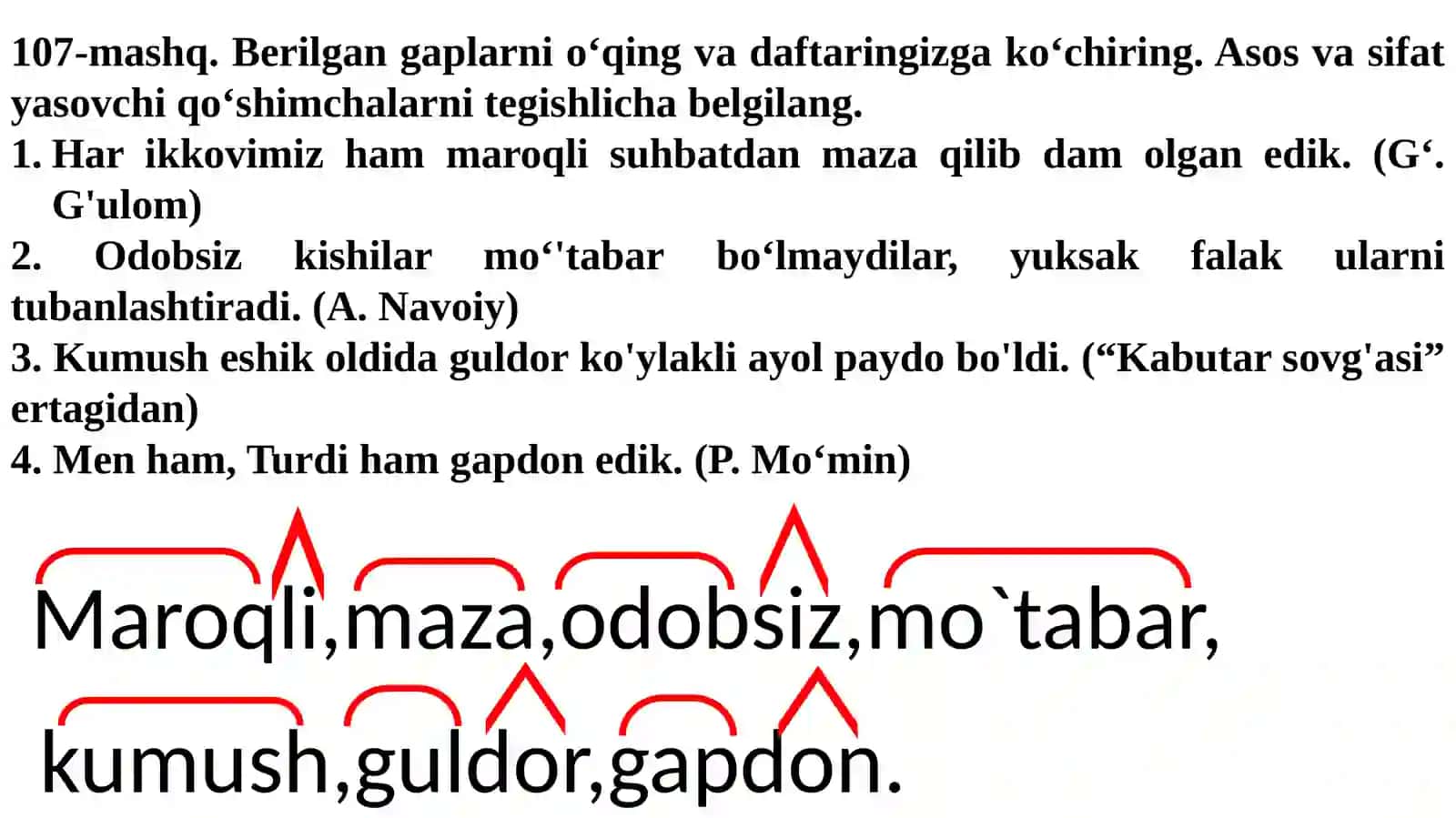 Sifat yasovchi qo’shimchalar. Ona tili 3-sinf dars ishlanma 4