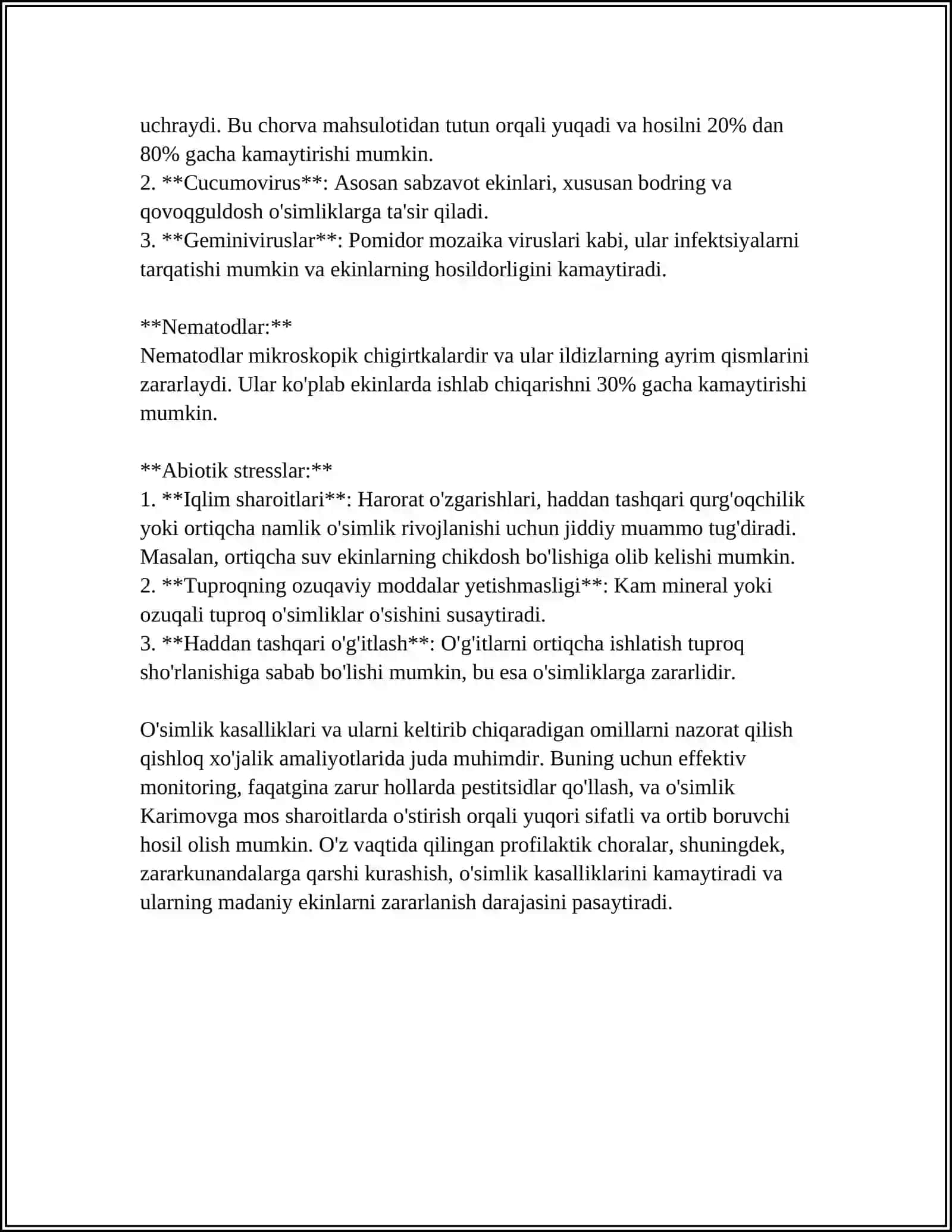O'SMA VA ULARNING TURLARI 4
