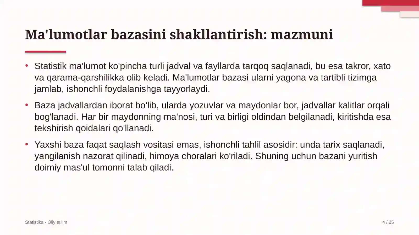 Xalqaro tashkilotlarda ma'lumotlar bazasini shakllantirish 4