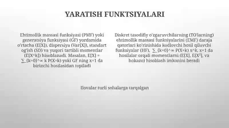 Diskret Tasodifiy Miqdorlar 4