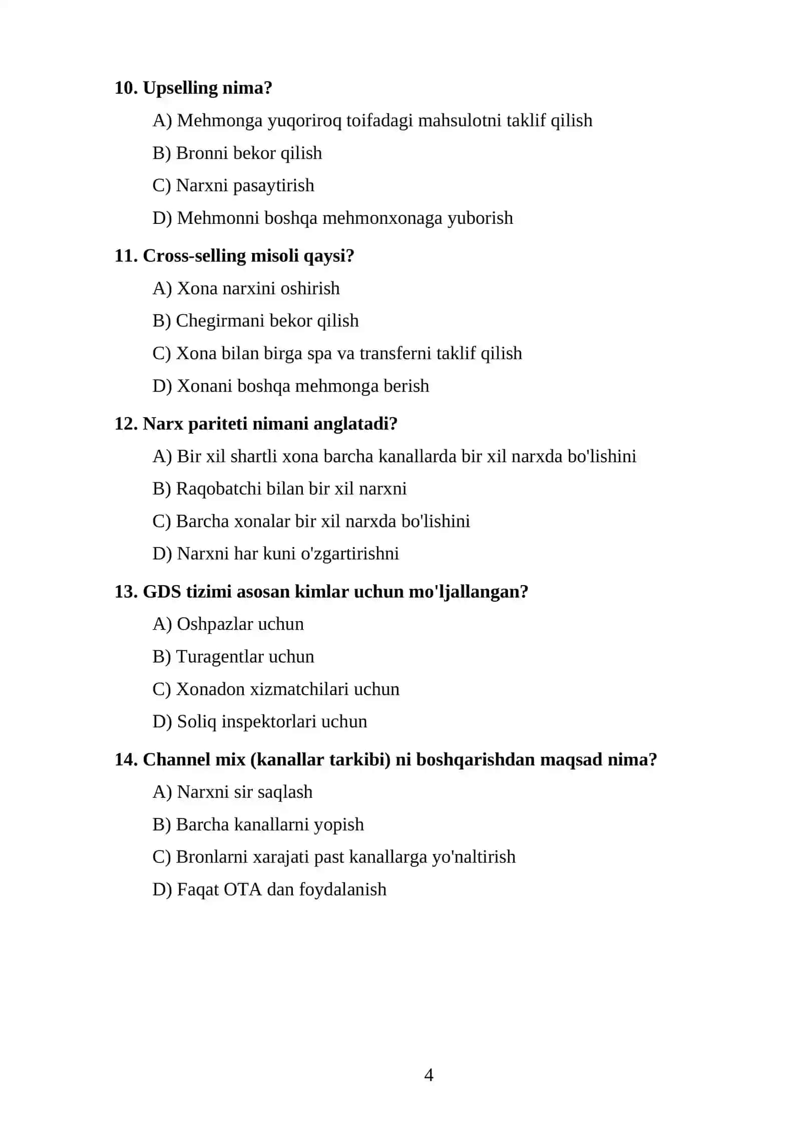 TEST TOPSHIRIQLARI 4