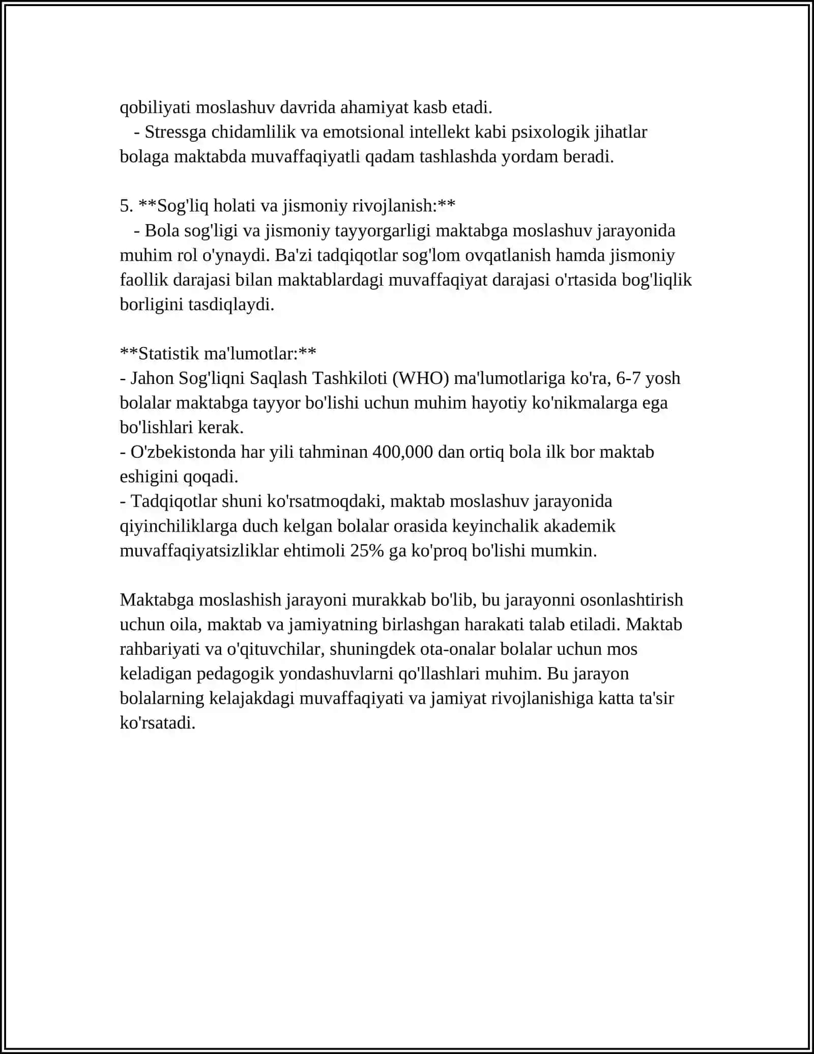 KICHIK MAKTAB YOSHIDAGI BOLANING MAKTABGA MOSLASHISH MUAMMOSI 4