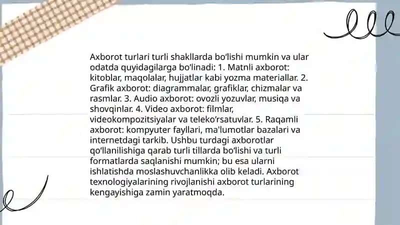 Axborot turlari va xususiyatlari 4