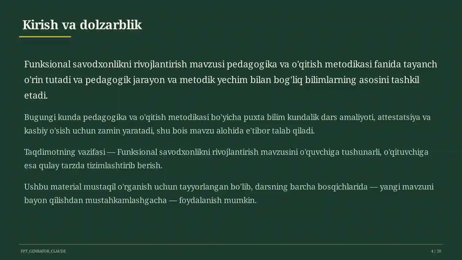 Funksional savodxonlikni rivojlantirish 4
