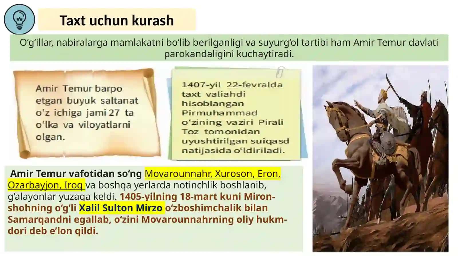 TEMURIYLAR DAVRIDA MOVAROUNNAHR VA XUROSON 4
