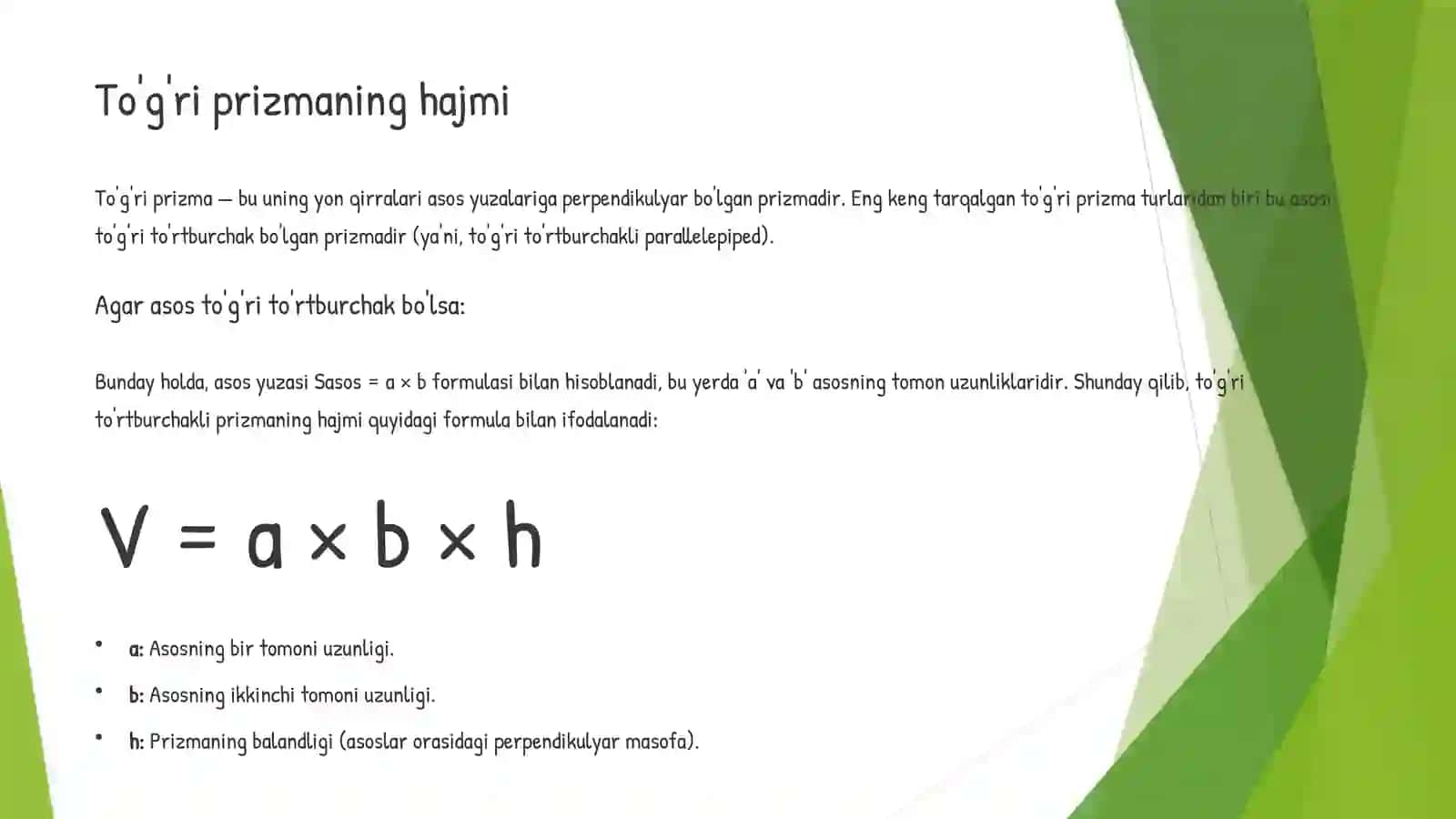 Prizmaning hajmini hisoblash 4
