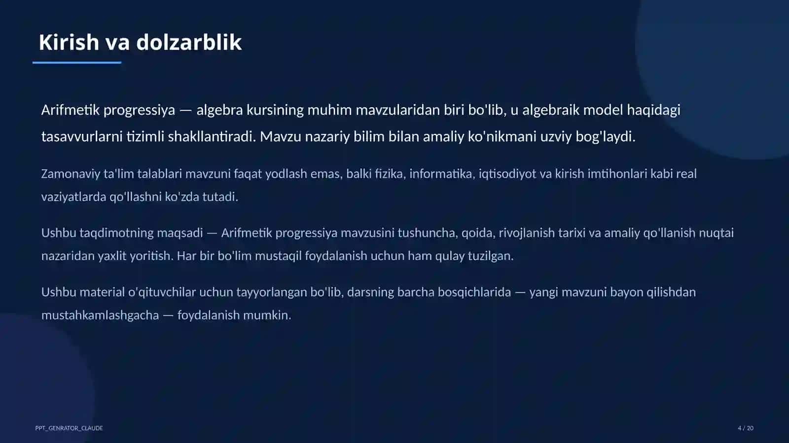 Arifmetik progressiya (9-sinf) 4
