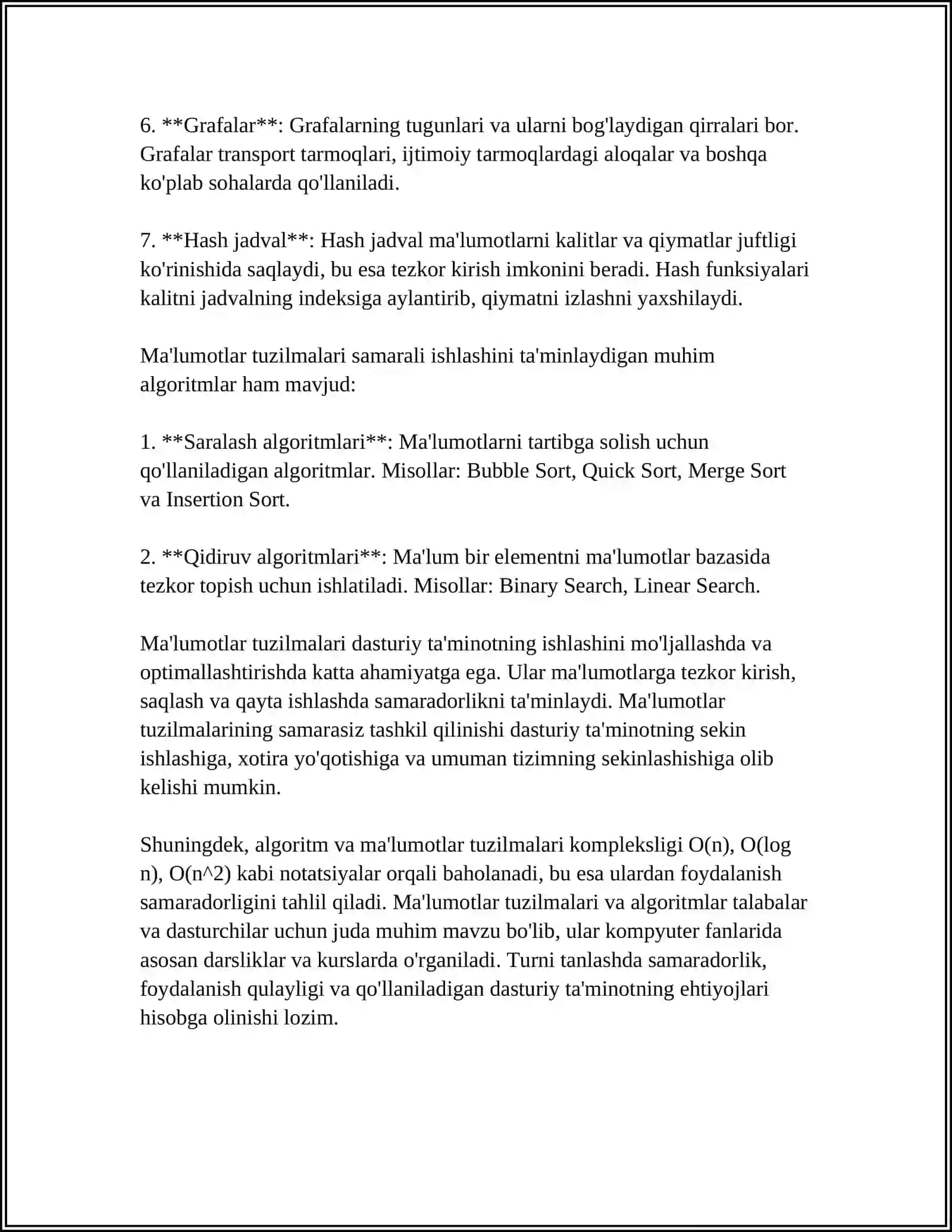 MA'LUMOTLAR TUZILMALARI 4