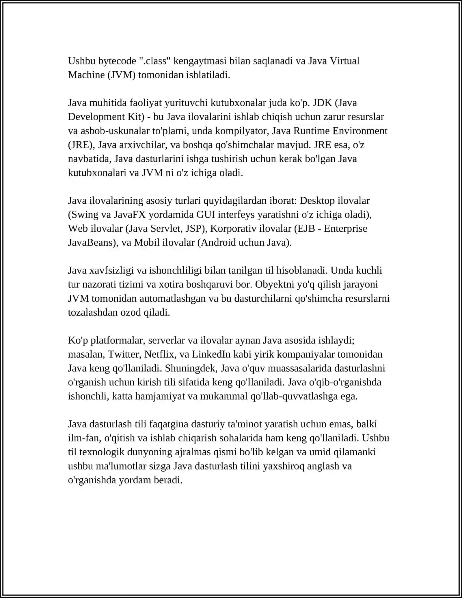 JAVA DASTURLASH TILI 4