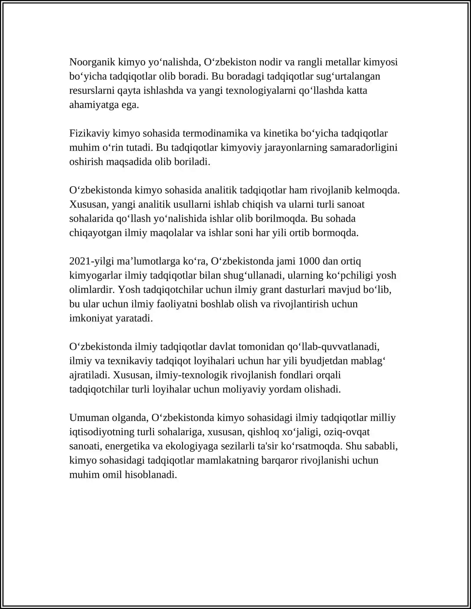 KIMYO FANINI RIVOJLANTIRISHDA ÒZ HISSASINI QÒSHGAN ÒZBEKISTON 4