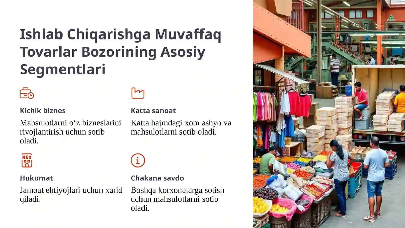 Bozor Segmentatsiyasi: Isteʼmol va Ishlab Chiqarishga Muvaffaq Tovarlar 4