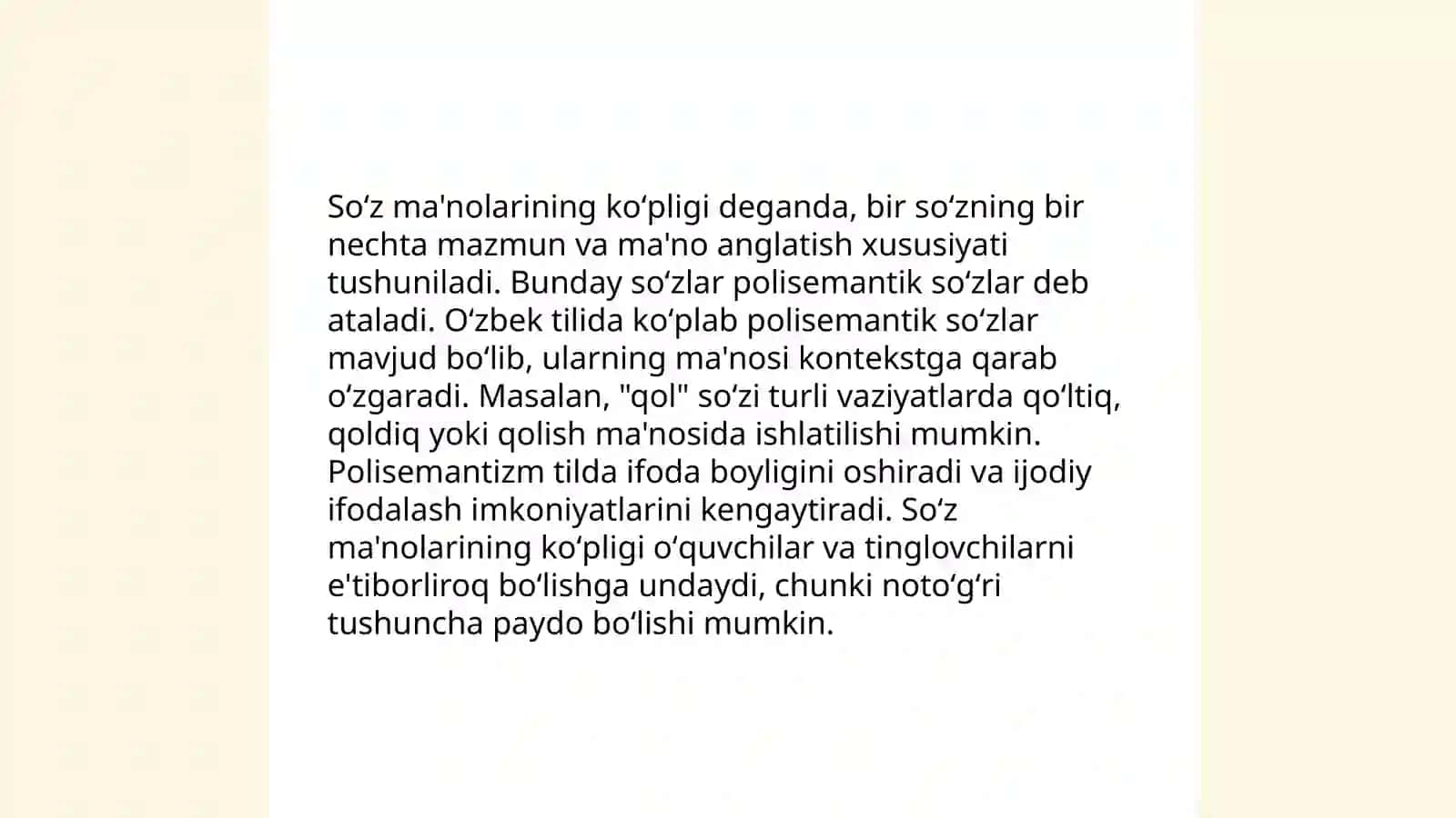 Oʻzbek tilida polisemiya 4