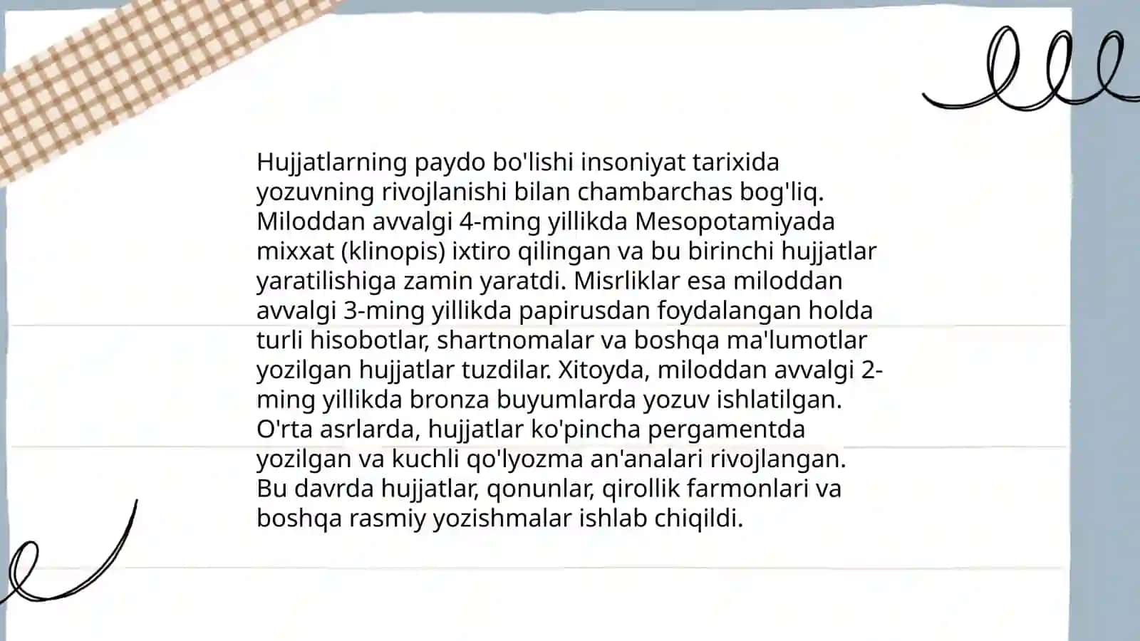 Hujjatlarning paydo bo’lishi va tarixi 4