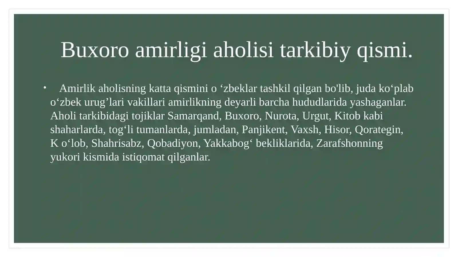 Buxoro amirligining aholisi va mashg'ulotlari 4