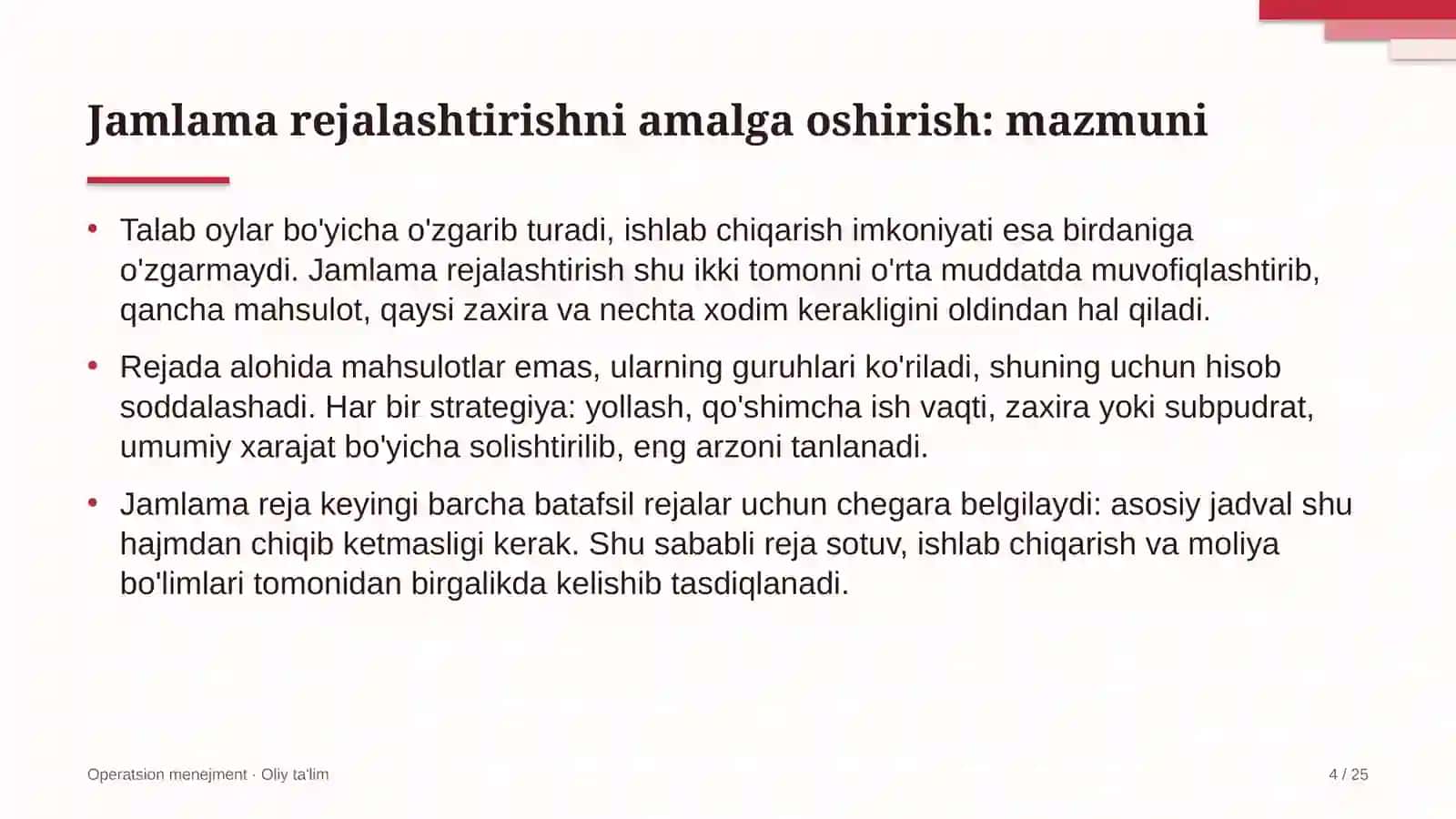 Jamlama Rejalashtirishni Amalga Oshirish: Mohiyati 4