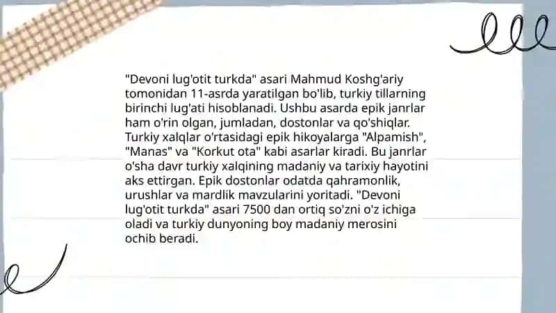 Devoni lug'otit turkda lirik janrlar 4