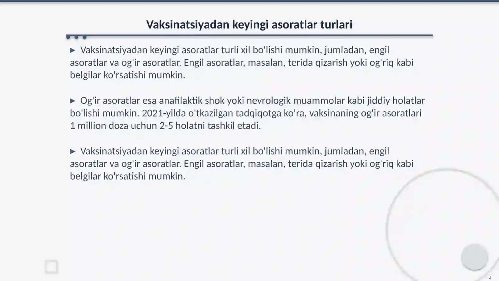 Vaksinatsiyadan keyingi asoratlar 4