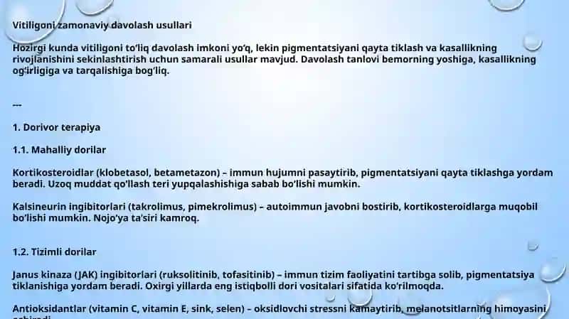 Vitiligoni zamonaviy davollash usullari 4