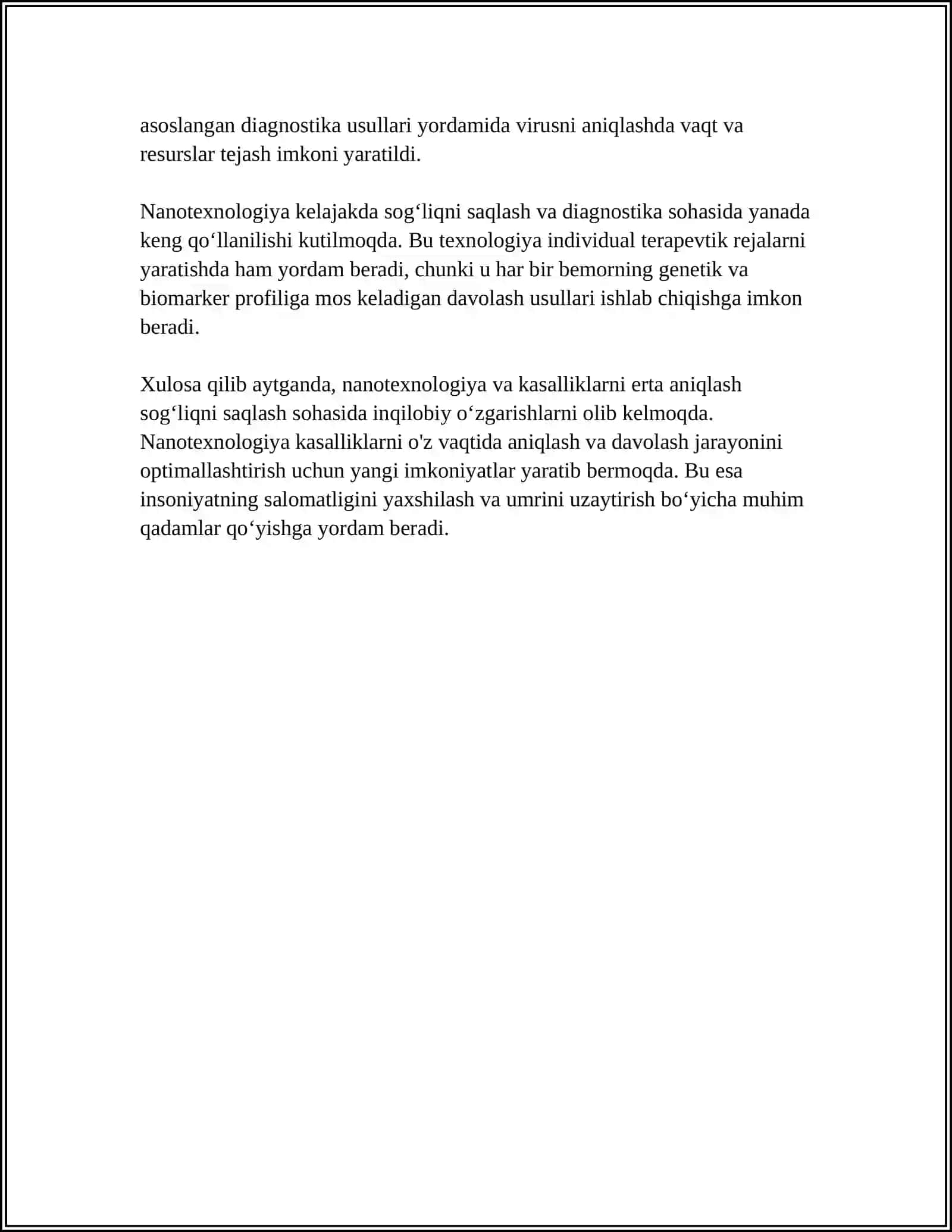 NANOTEXLOGIYALARNING TIBBIYOTDA QÒLLANILISHI 4