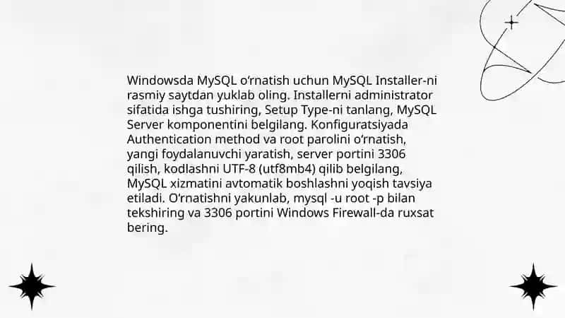 SQL dasturini o‘rnatish va sozlash 4