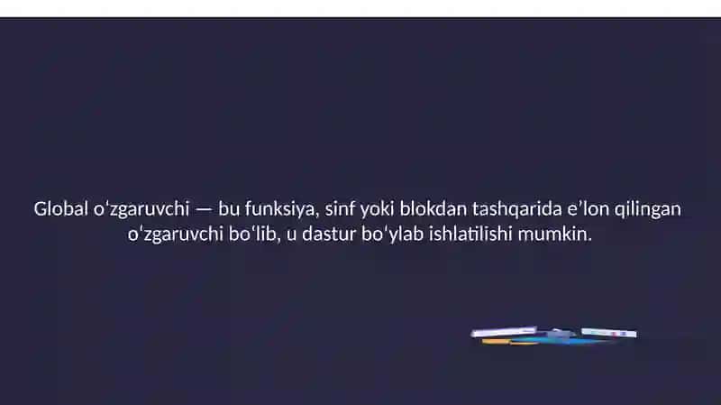 Python dasturlash tilida lokal va globalo’zgaruvchilar Reʼja 4