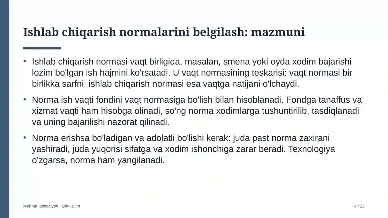 Fond birjasida ishlab chiqarish normalarini belgilash 4
