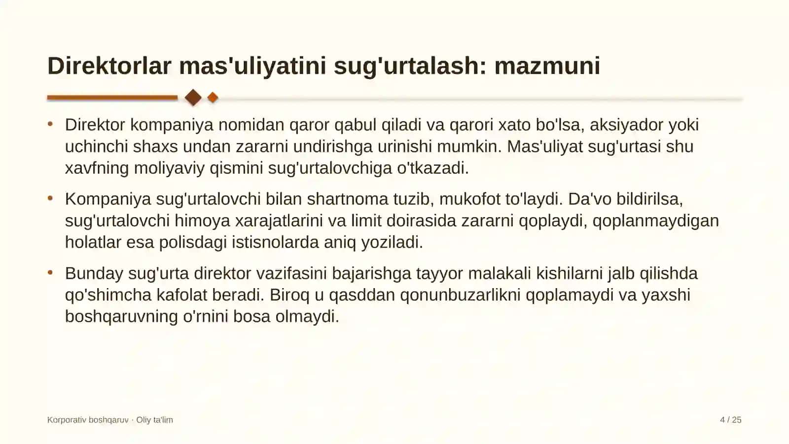 Gulchilikda direktorlar mas'uliyatini sug'urtalash 4
