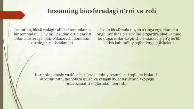 Inson biosfera omili sifatida 4
