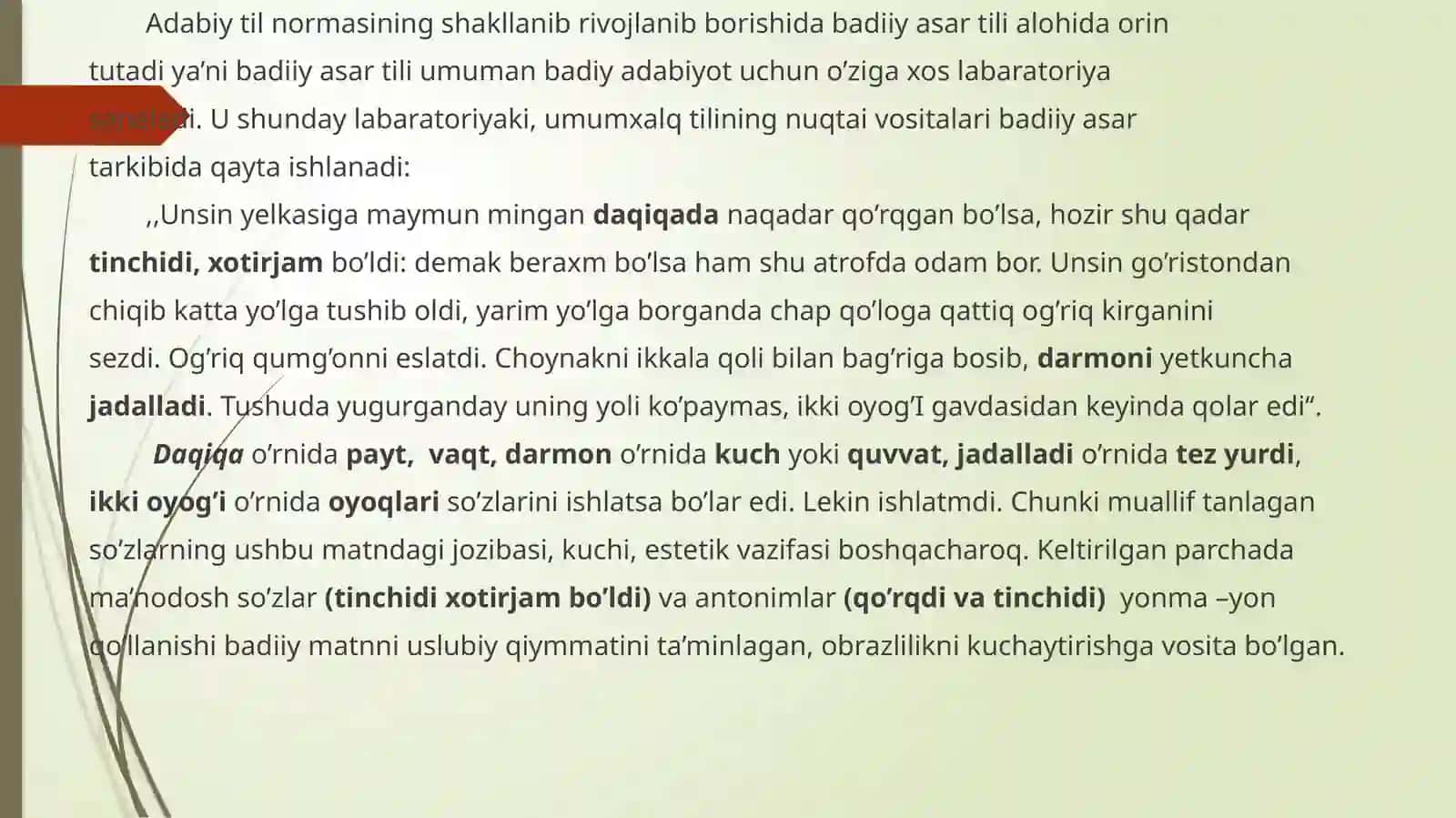 BADIIY NUTQNING ESTETIK TASIRI. OBRAZLI TIL. POETIK TIL 4