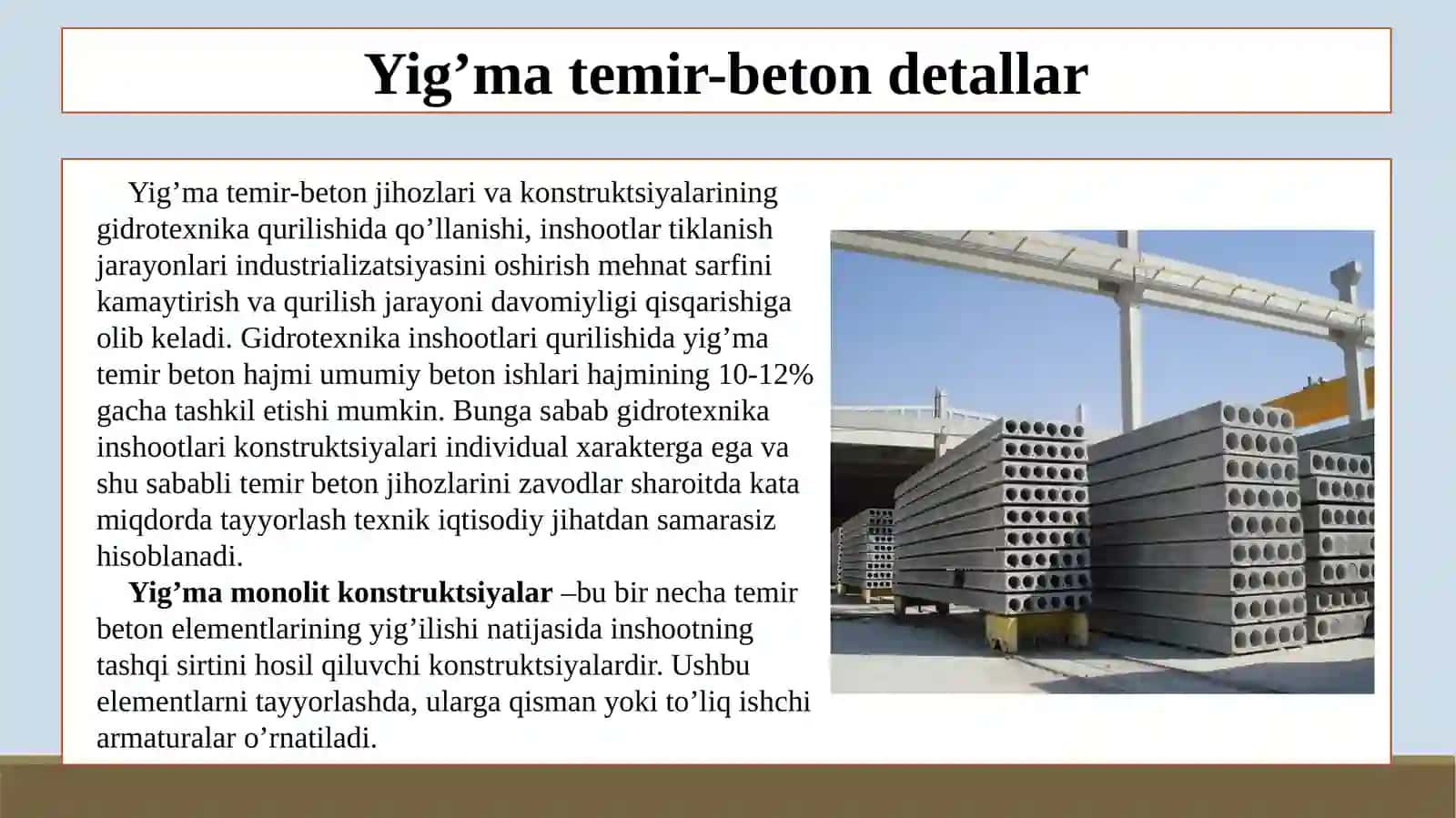 Yigʻma Temirbeton Konstruksiyalar 4