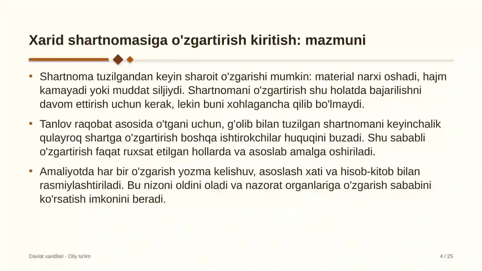 Dam olish maskanlarida xarid shartnomasiga o'zgartirishlar kiritish tartibi 4