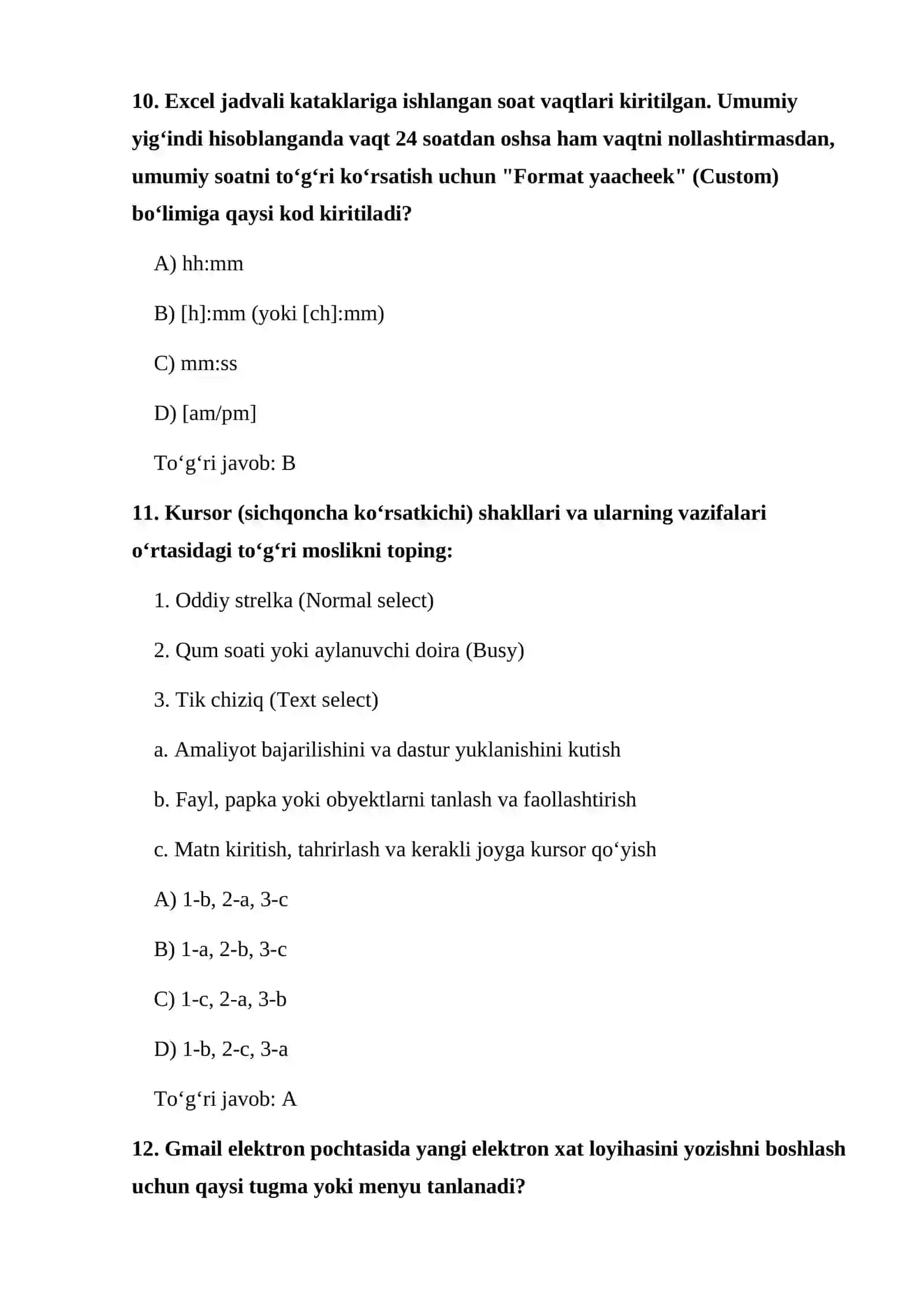 Maktab maslahatchisi tushgan test savollari javoblari bilan 4