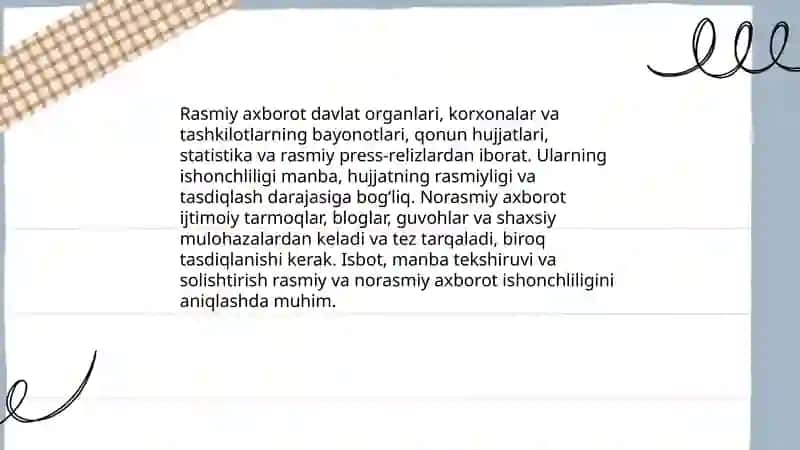 Axborot turlari va uning ishonchligi 4