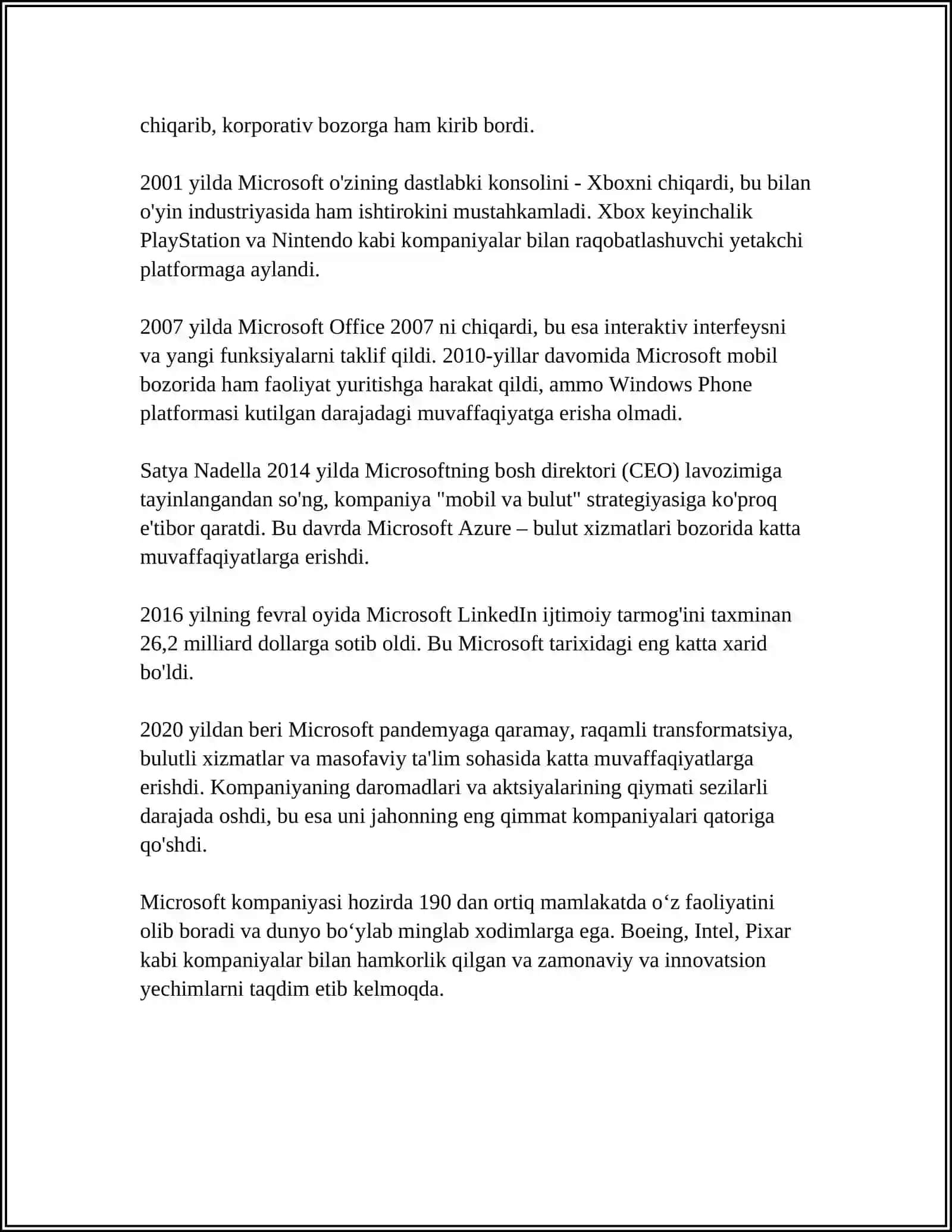 MICROSOFT HAQIDA PREZITATSIYA 4