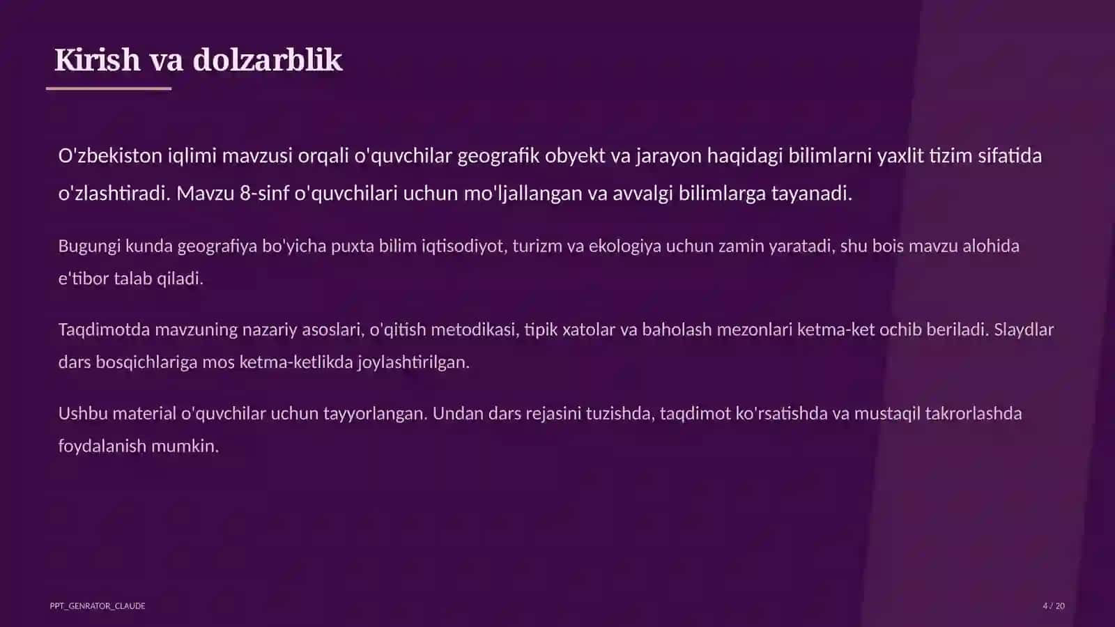 O'zbekiston iqlimi (8-sinf) 4