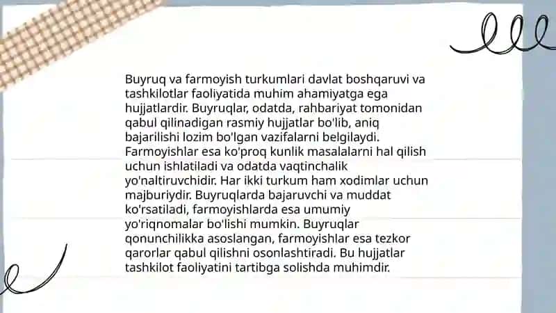 Buyruq va farmoyishning yozilish tartibi 4
