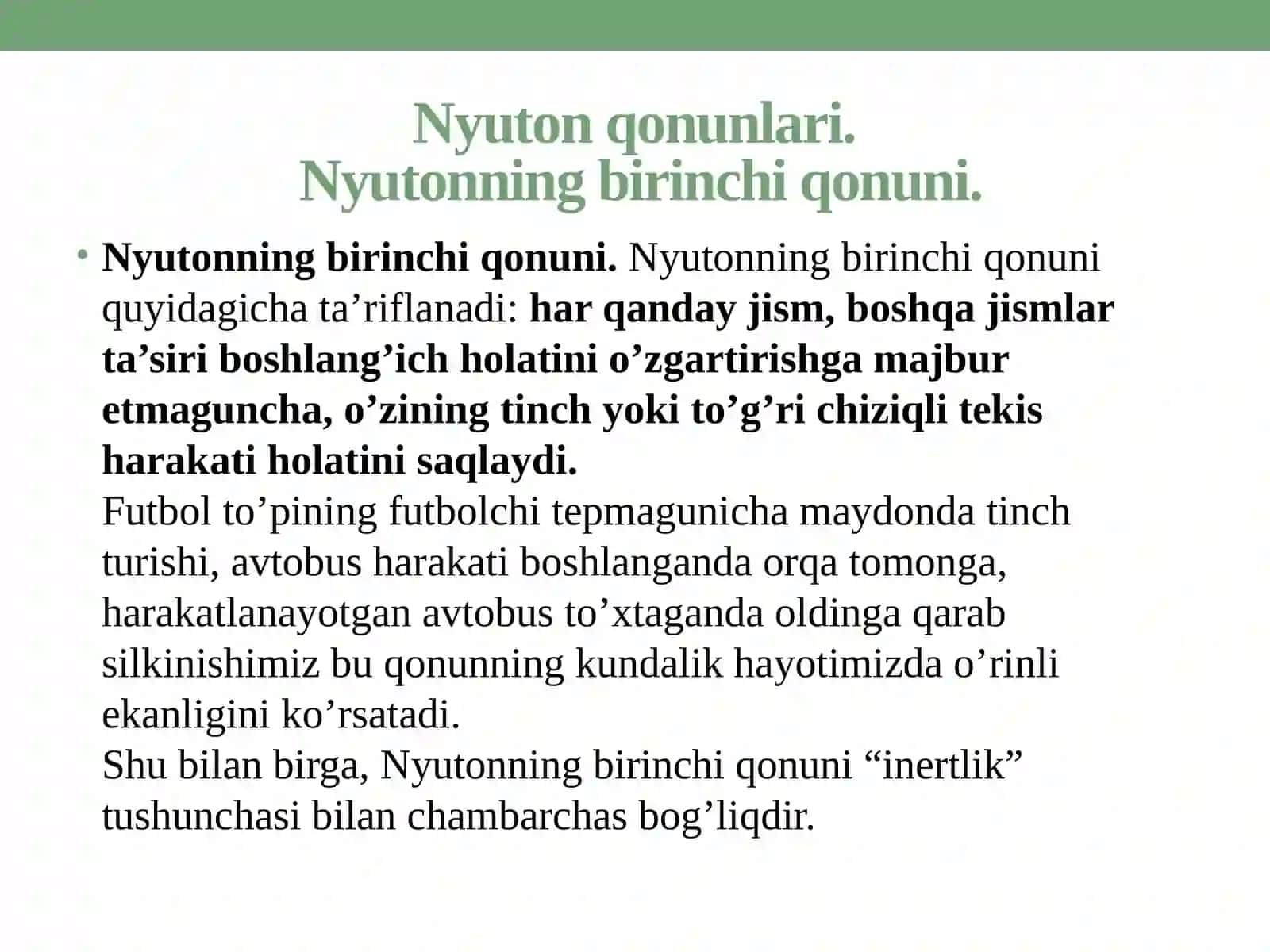 Dinamika.  Nyuton  qonunlari 4