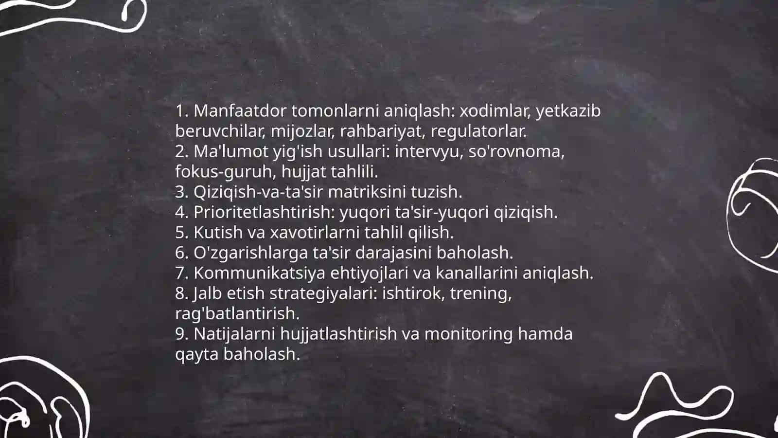 Òzgarishlarni boshqarish jarayoni bosqichlari 4