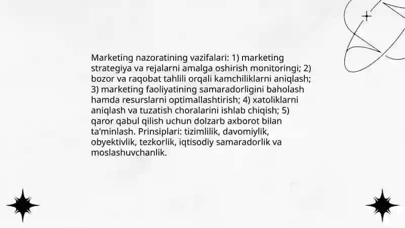 Marketing nazorati va uning turlari 4