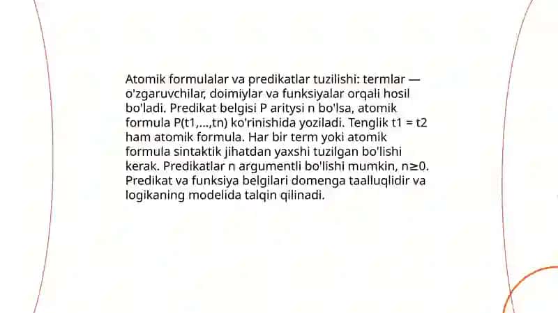 Predikatlar va ular ustida amallar. Kvantorlar 4