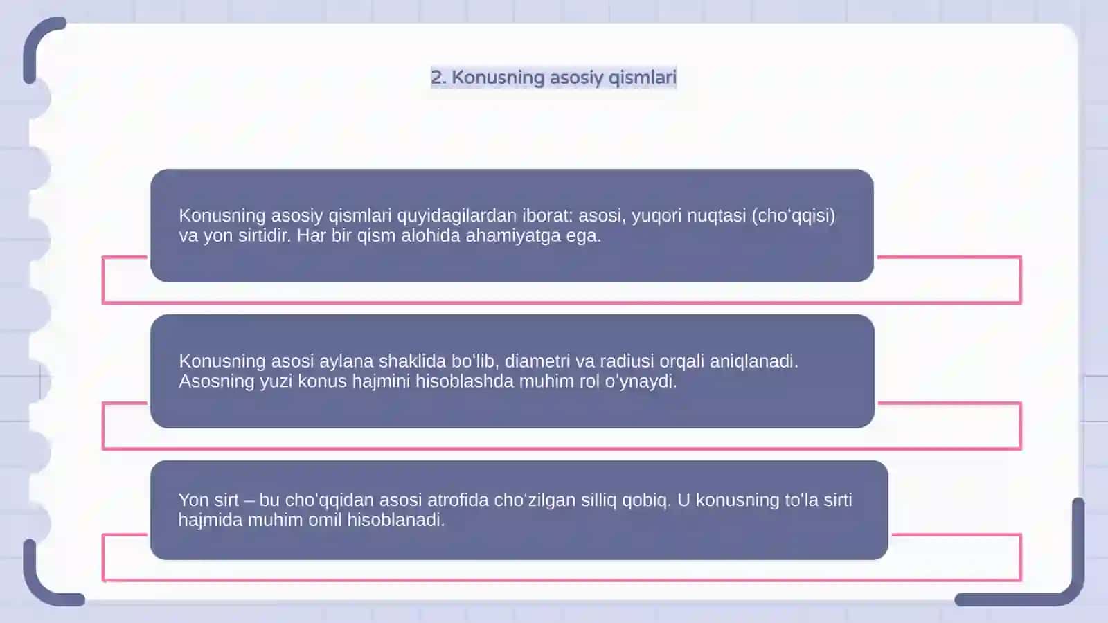 Konusning toʻla sirti va hajmi 4