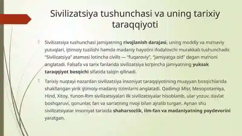 Tarix falsafasi, sivilizatsiya va madaniyat 4