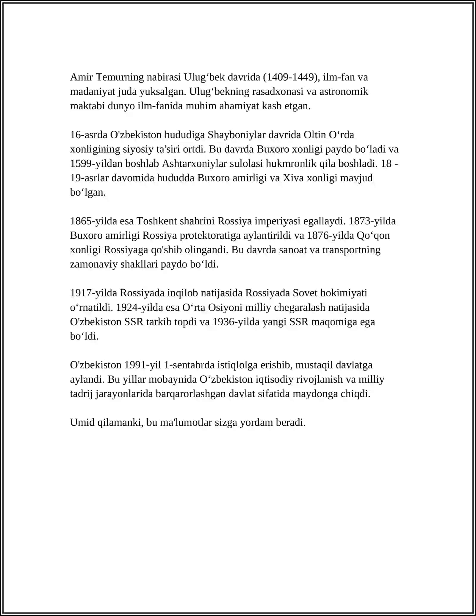 O'zbekiston tarixi 4