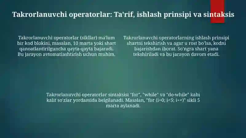Shartli va takrorlanuvchi operatorlar 4