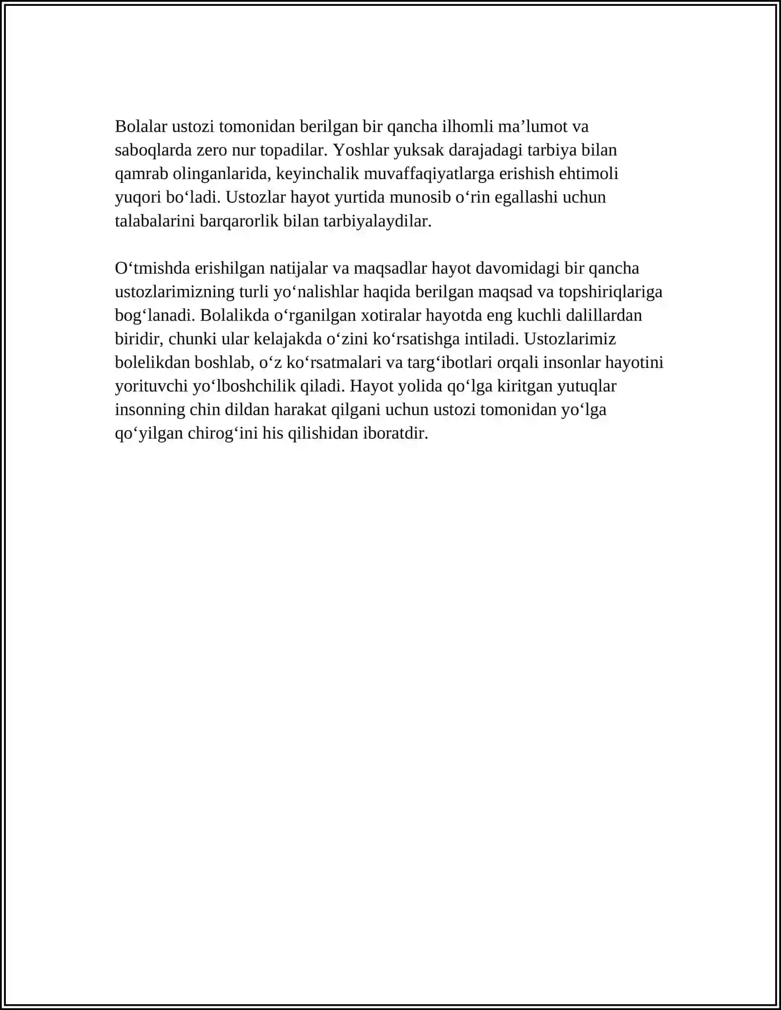 USTOZIM – HAYOTIM CHIROG’I 4