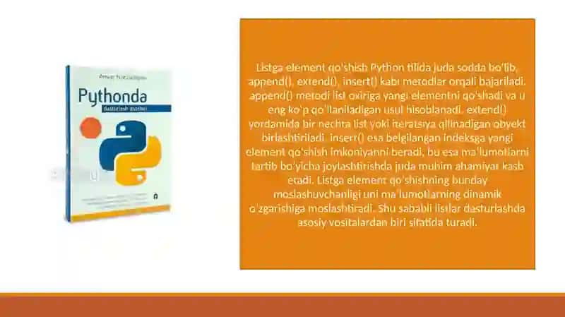 Python dasturlash tilida to’plamlar (List, Set, Tuple, Dictionary) bilan ishlash 4