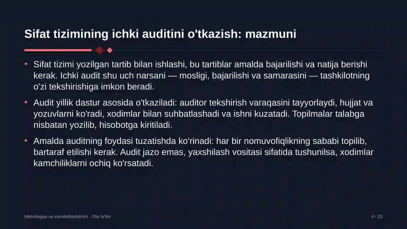Avtomaktablarda sifat tizimining ichki auditini o'tkazish 4