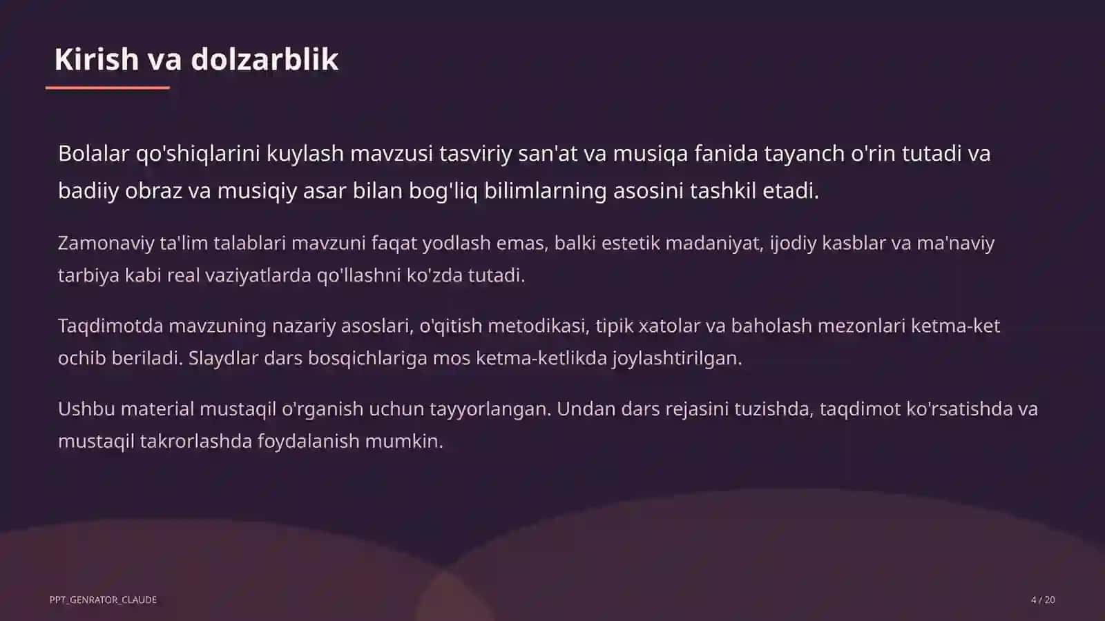 Bolalar qo'shiqlarini kuylash (1-sinf) 4