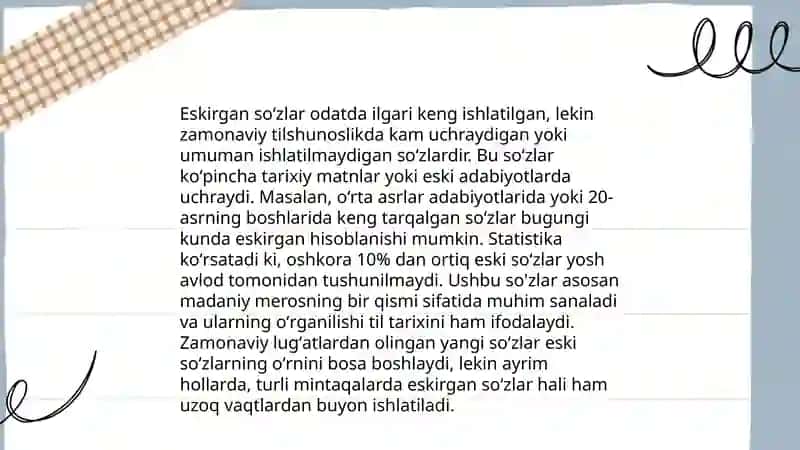 Illatlar va Eskirgan so'zlar 4
